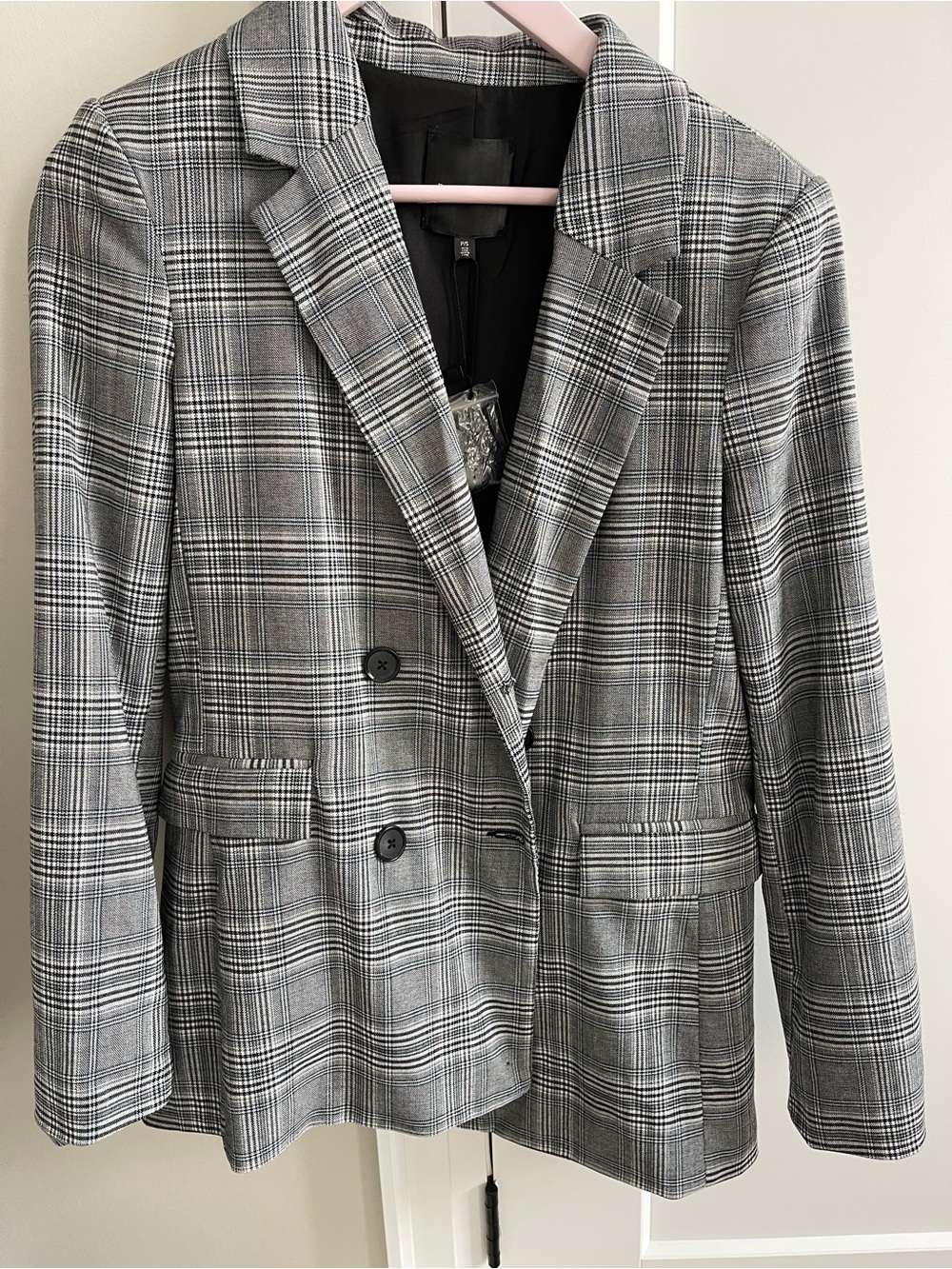 Dynamite Gray Plaid Double-Breasted Women's Blazer